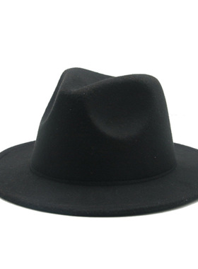 小孩儿童礼帽54cm头围春秋欧美毛呢宽檐爵士平檐晚会童装舞台演出