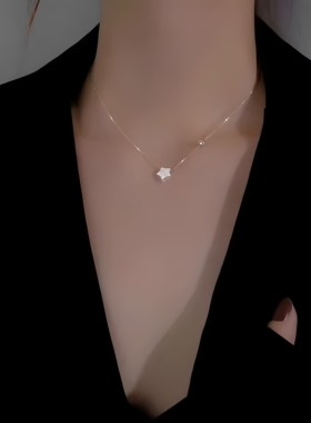 精致百搭星星项链轻奢小众五角星锁骨链电镀厚金高级甜美生日礼物
