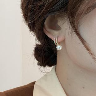 SELFIES珍珠耳环女镶钻优雅高级小众轻奢小众设计气质耳饰 TAKE
