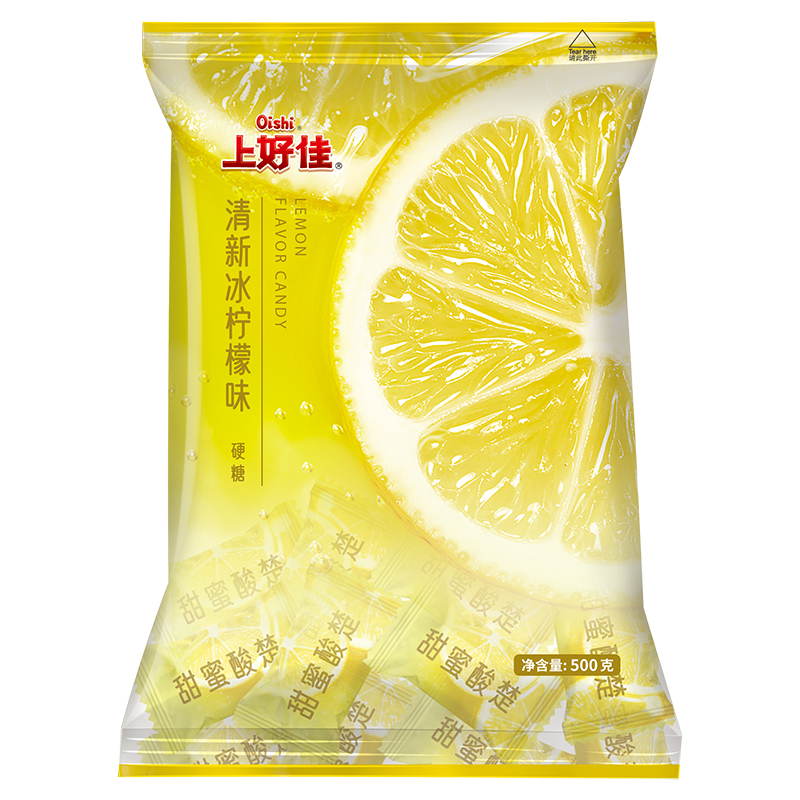 上好佳水果硬糖 冰柠檬味500g水果汁糖 喜糖 糖果