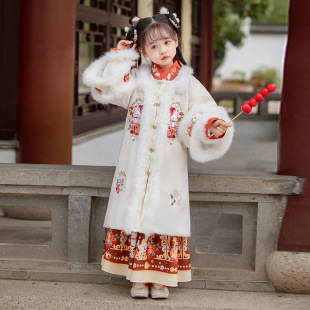 女童汉服冬装儿童唐装加厚中国风过年服女宝超仙保暖古装拜年