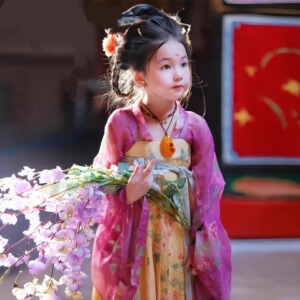 汉服女童小贵妃荔枝长安襦裙公主小唐风中秋表演服2025新款运动会