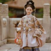 明制国风汉服女童重工妆花织金上衣宫廷公主古装 儿童大明贵女大气
