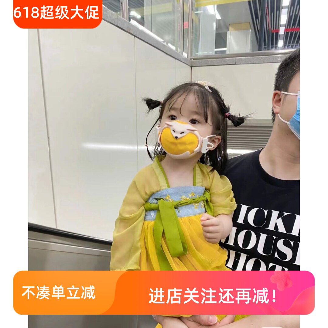 原创软糯黄色女童汉服中国风超仙连衣裙女孩表演新款古风儿童古装