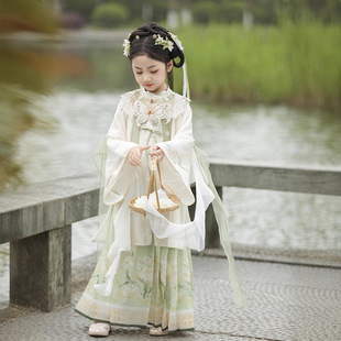 女童春秋新款云肩明制汉服仙儿童国风唐装春小女孩古风花神日常