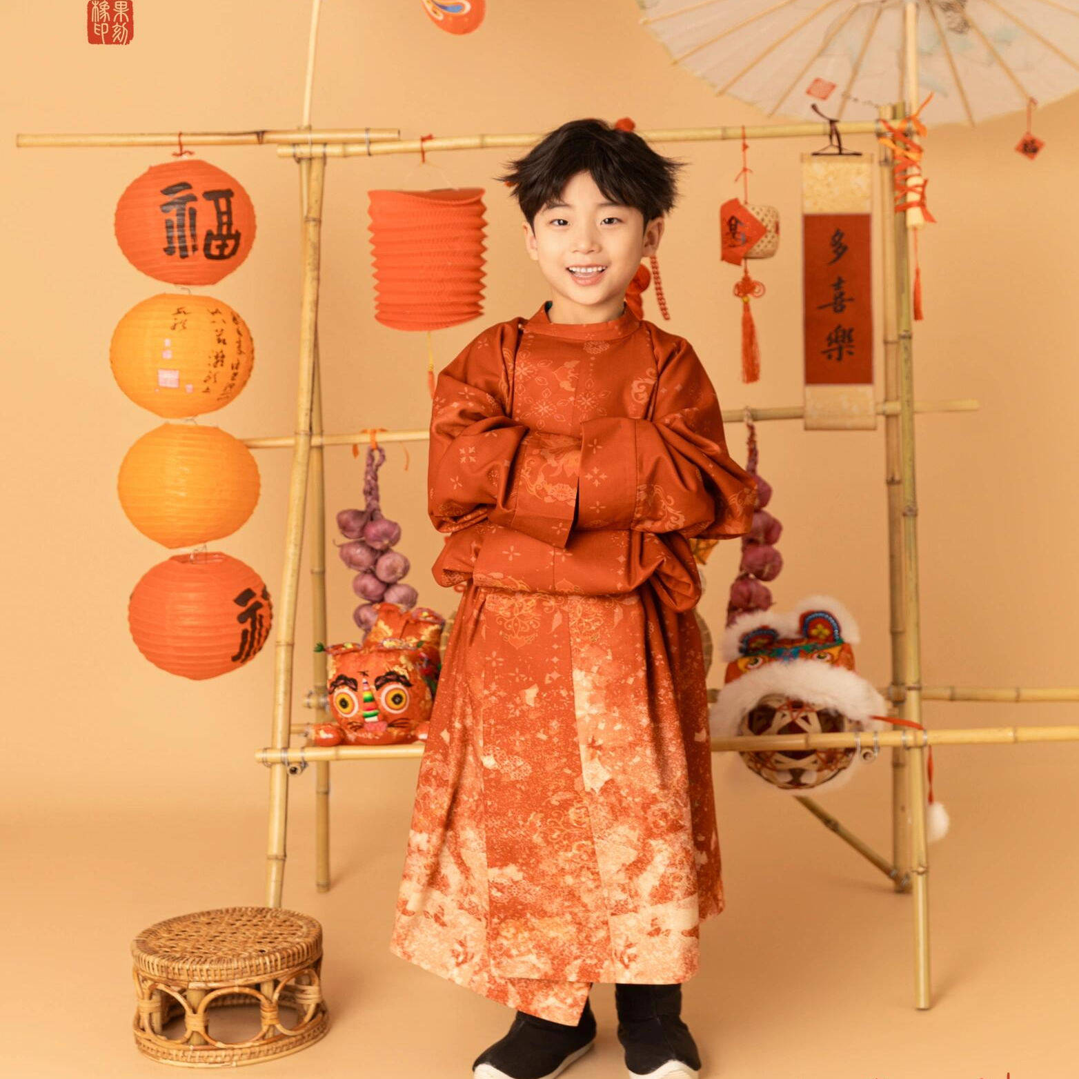 汉服男童唐装晕染红袍裤子套装中国风复古儿童古装拍照服装拜年服,童装/婴儿装/亲子装,汉服,淘宝优惠券,粉丝福利购,淘宝优惠卷