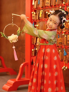 可爱女童汉服公主裙唐装古筝长袖中国风小女孩秋季唐代襦裙连衣裙