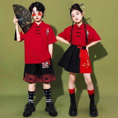 儿童中国演出服小学生运动会班服啦啦队开幕式表演汉服服装国潮