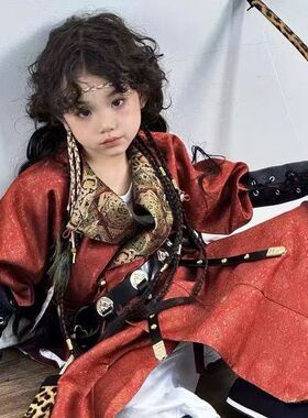 汉服男童红色圆领袍侠客武侠风帅气古风演出服飞鱼装织金锦衣卫