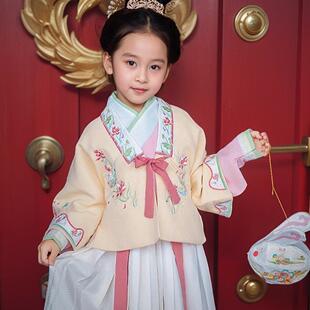 儿童汉服女童秋冬宋代明制中国风小女孩改良古装古风套装拜年服
