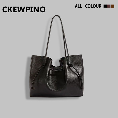 CK品牌高级感小众复古托特包女2025秋冬新款大容量单肩包时尚包