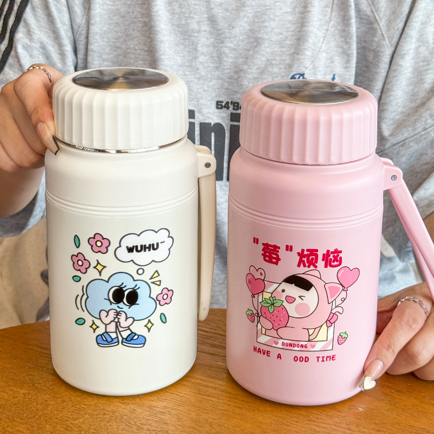 保冷大号大容量保温杯女新款带茶隔水杯男泡茶可携式不锈钢学生杯