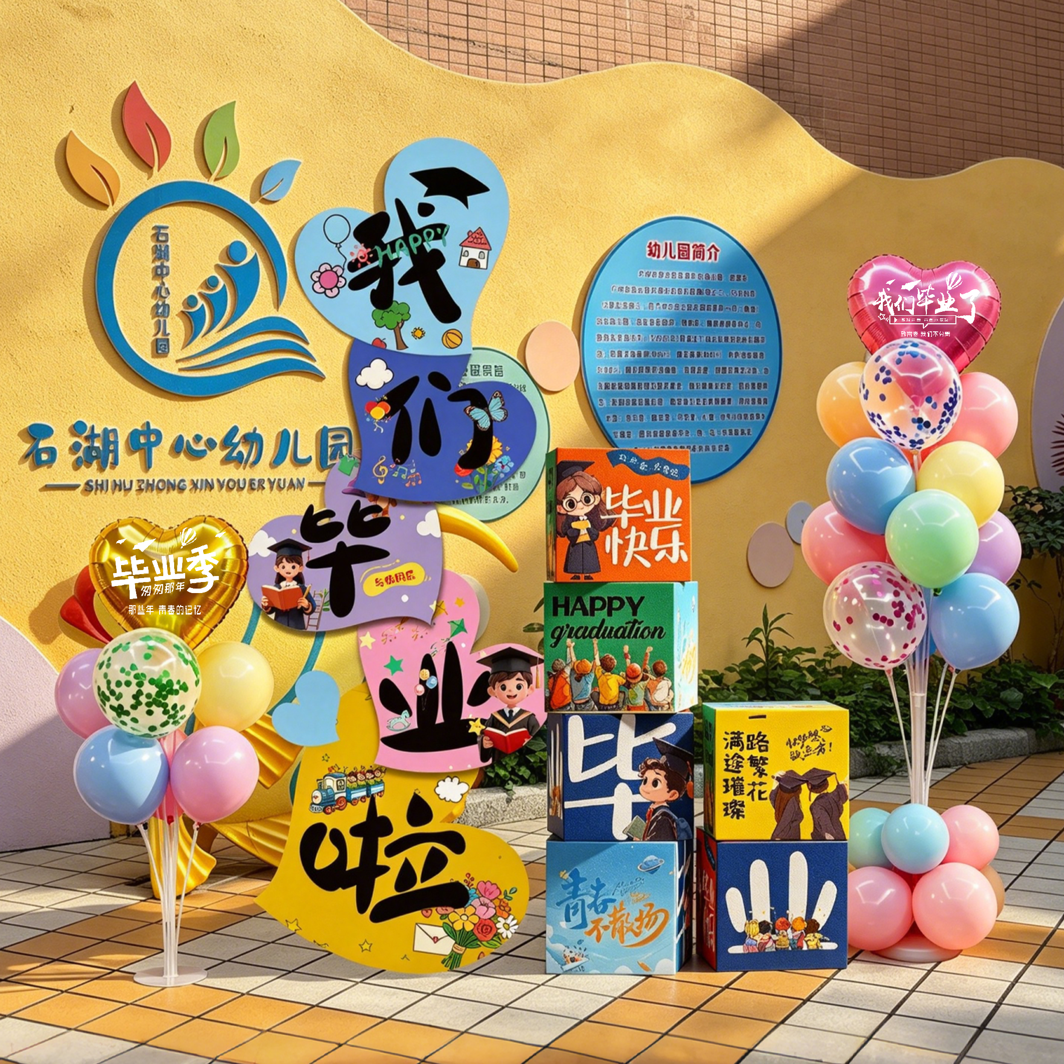 毕业季氛围场景布置毕业典礼装饰幼儿园门口教室摆件立牌道具kt板