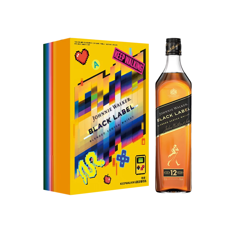 尊尼获加黑方游戏机JOHNNIE WALKER苏格兰原瓶进口调和型威士忌