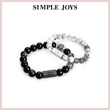 SIMPLEJOYS简单快乐日落情侣手串转运原创黑曜白松地图石生日礼物