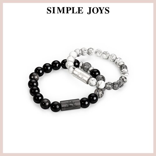 SIMPLEJOYS情侣地图石黑曜白松石