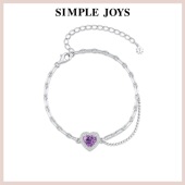 SIMPLEJOYS简单快乐 紫晶爱心手链女925银原创潮酷小众个性 设计辣