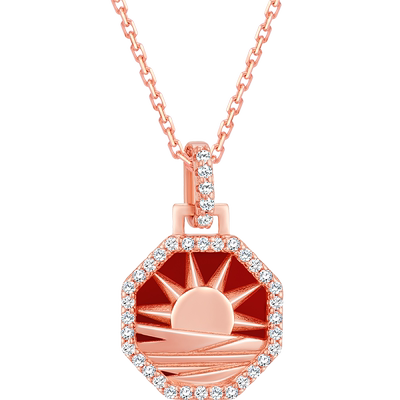 复古原创设计日落项链925纯银