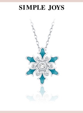 SIMPLEJOYS 冰雪奇缘蓝色雪花项链925银原创锁骨链冬季新年礼物