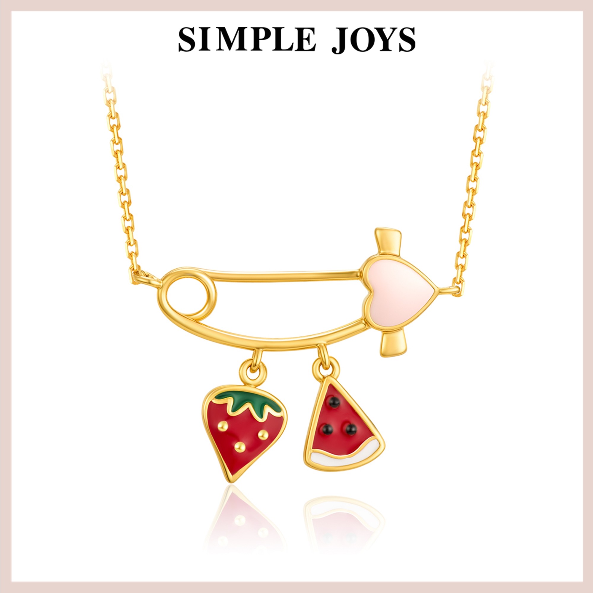 simplejoys925纯银野草莓西瓜别针项链可爱夏天小清新锁骨链送礼