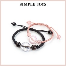 SIMPLEJOYS平安扣编织情侣手绳白玉髓黑曜石粉水晶手链手串送礼女