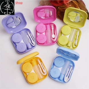 1pc New Mini Square Contact Lens Case with Mirror Women Colo