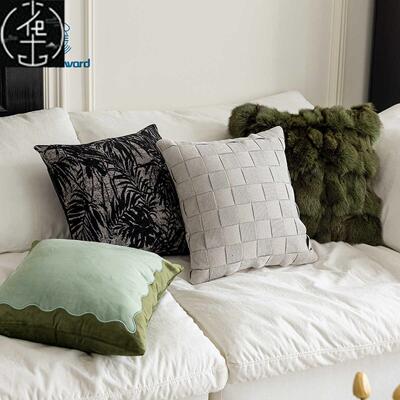 绿色系复古沙发抱枕套靠枕轻奢靠背垫 cushion cover bed pillow