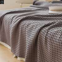 Waffle Cotton Blanket Bedsheet Bedcover Bedspread Coverlet blanket thumbnail 7