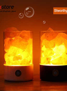himalaya salt led light crystal night lamp desk natural