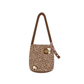 尼睿原创可爱百搭豹纹Kitty飘带多用水桶单肩斜跨手提通勤包