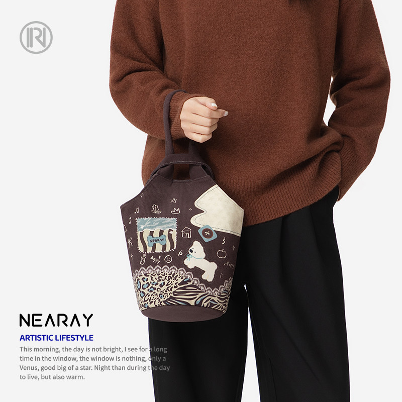 尼睿新款手提包女超好看上班杂物小拎包复古豹纹小狗帆布袋礼物AC,箱包皮具/热销女包/男包,时尚帆布包,淘宝优惠券,粉丝福利购,淘宝优惠卷