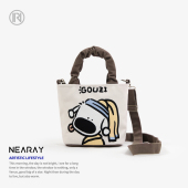 尼睿新款 斜挎包包女可爱帆布包水桶包上班通勤手提包手提袋Q121