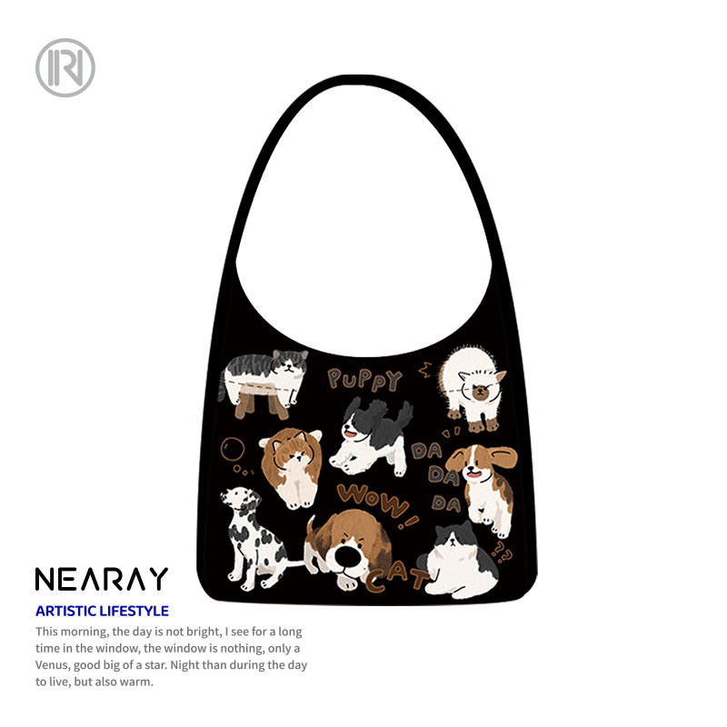 尼睿猫猫狗狗可爱百搭帆布包