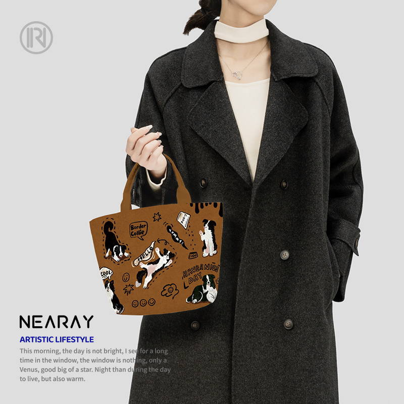 尼睿可爱小狗复古百搭帆布包