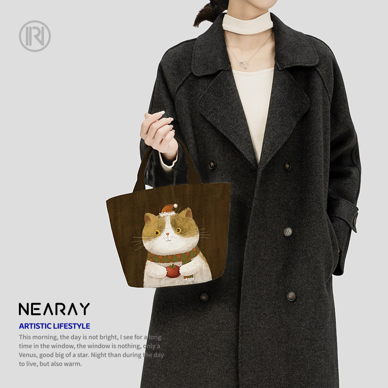 尼睿猫咪复古可爱手提包