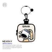 尼睿X吃盐 艺术家系列可爱方形零钱包百搭简约手拿收纳小包 鱼