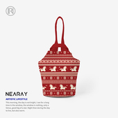 2026费尔岛小马手提包新年红氛围感遛弯包小众设计手拎帆布包Q348