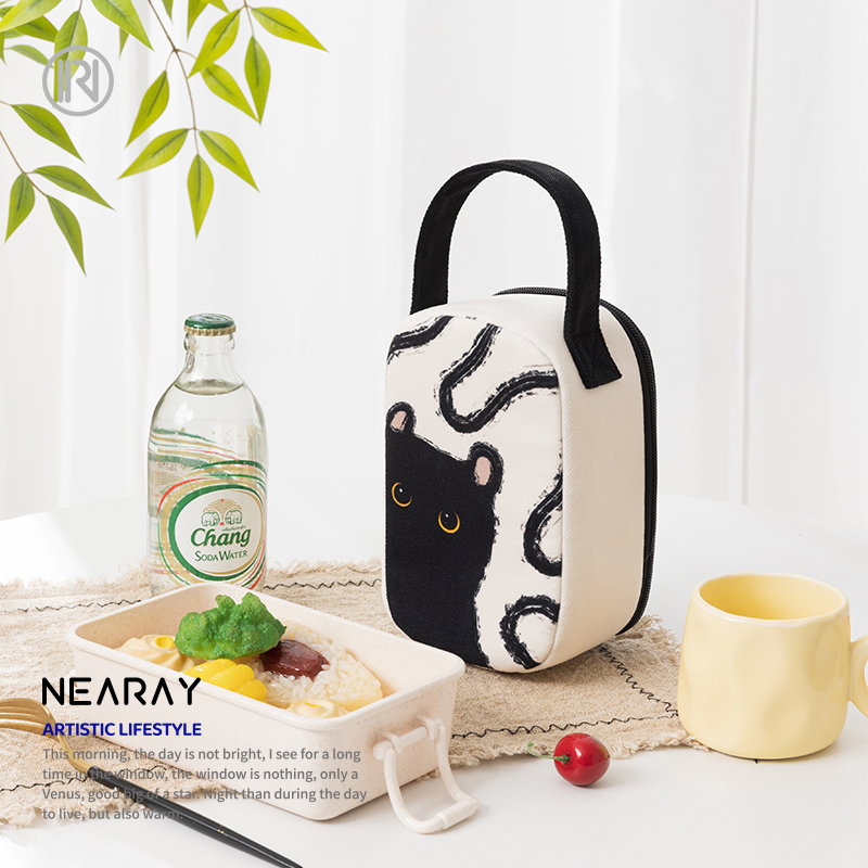 尼睿简约便携小煤球早餐保温袋