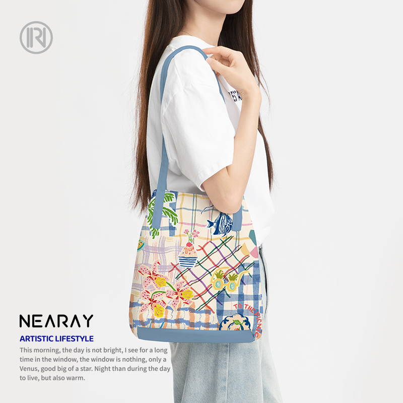 尼睿简约清新时尚百搭帆布包