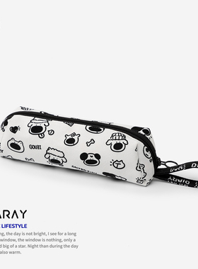 尼睿新款原创黑白简约手拎小包可爱小狗日常收纳拉链铅笔袋Q117