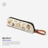 尼睿原创可爱猫猫手拎铅笔袋时尚 大容量学生拉链文具袋礼物女Q85