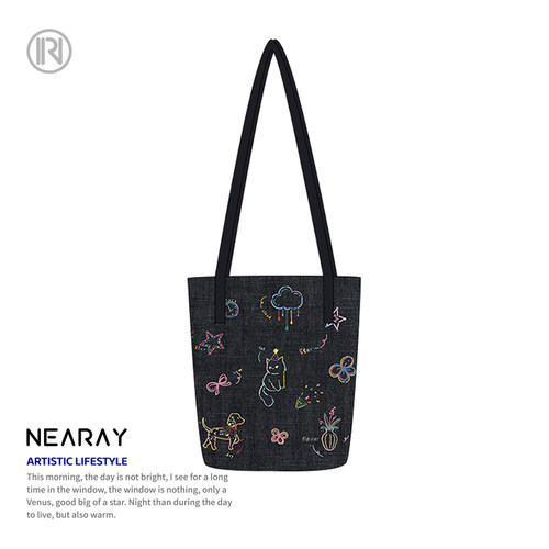 尼睿彩色斑点狗时尚休闲水桶包