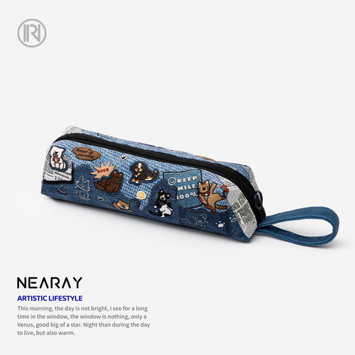 尼睿牛仔猫狗可爱收纳文具袋