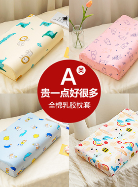 儿童枕套乳胶全纯棉专用新款A类一对装30x50枕头套卡通宝宝44x27