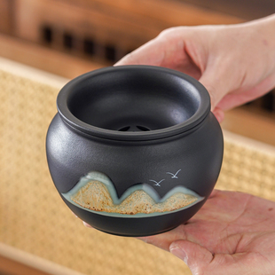 远舍日式远山建水茶洗茶渣缸带过滤家用茶叶废水缸桌面茶水废水桶
