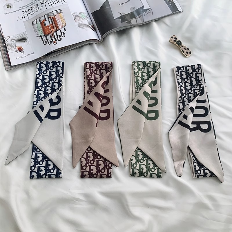 网红同款黑白丝巾2025春夏气质百搭丝带领巾法式复古发带飘带围巾