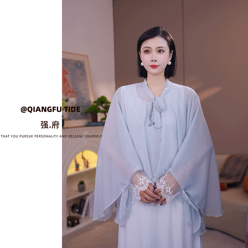 防晒披肩女夏季骑车开车防紫外线罩衫斗篷透气宽松长袖冰丝薄外套