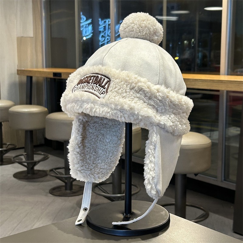 雷锋帽男女冬季加绒保暖百搭毛球护耳帽户外骑车滑雪防寒飞行员帽