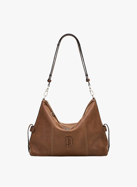 PECO小丑Hobo包秋冬新款单肩复古植鞣皮大容量通勤手提旅行托特包