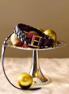 PECO方扣双面真皮铜扣手工编织高级感品质女通勤流浪波嬉风腰带